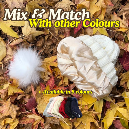 Satin Lined Knitted Bobble Hat