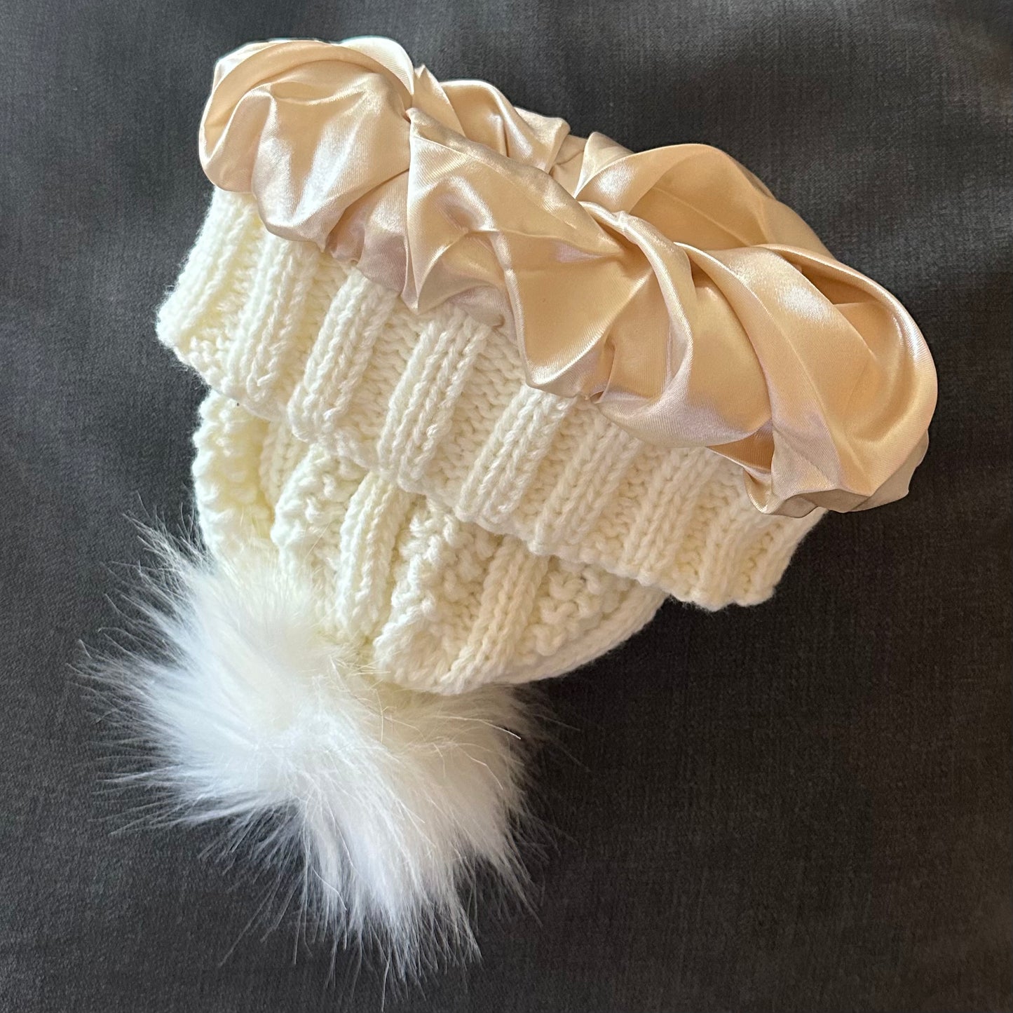 Satin Lined Knitted Bobble Hat