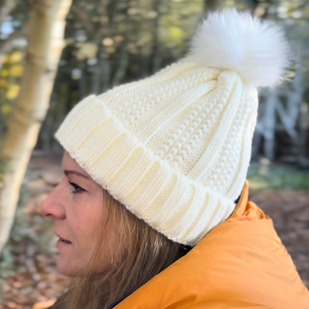 Satin Lined Knitted Bobble Hat