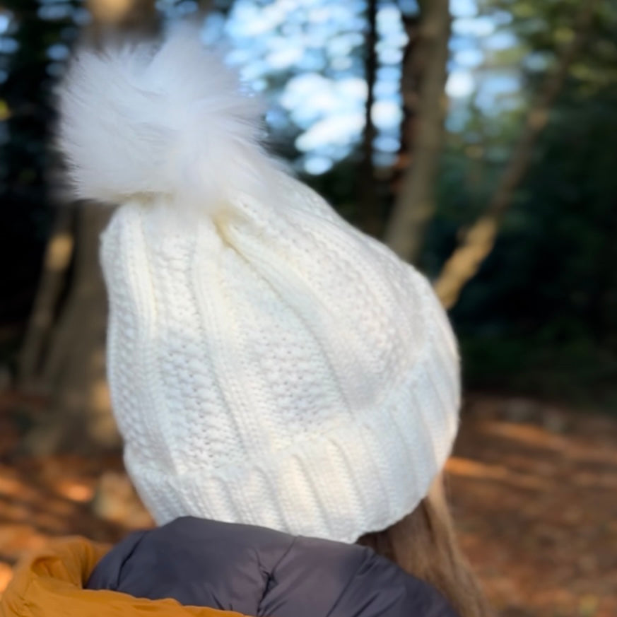 Satin Lined Knitted Bobble Hat