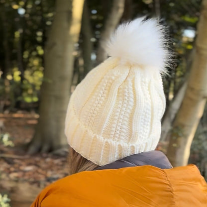 Satin Lined Knitted Bobble Hat