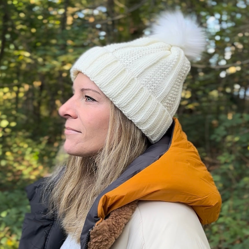 Satin Lined Knitted Bobble Hat