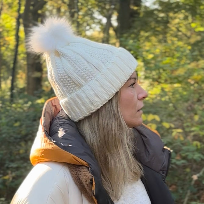 Satin Lined Knitted Bobble Hat