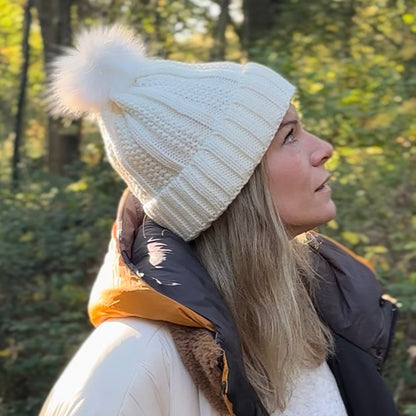 Satin Lined Knitted Bobble Hat