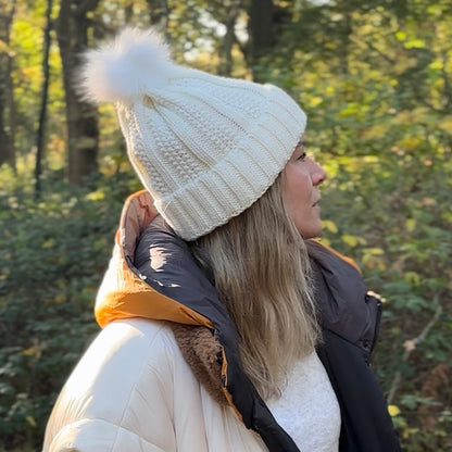 Satin Lined Knitted Bobble Hat