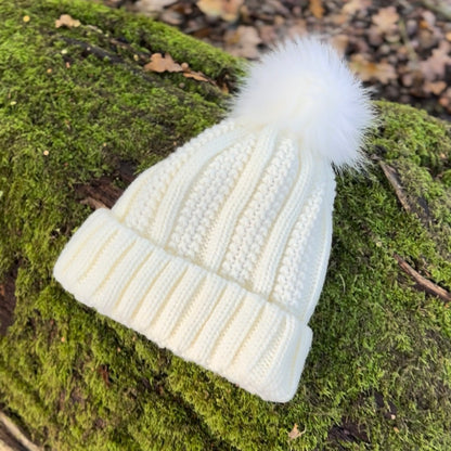 Satin Lined Knitted Bobble Hat