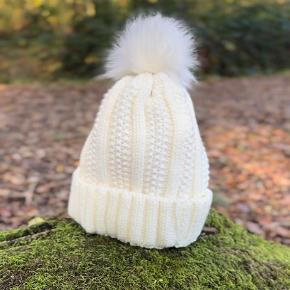 Satin Lined Knitted Bobble Hat