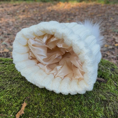 Satin Lined Knitted Bobble Hat