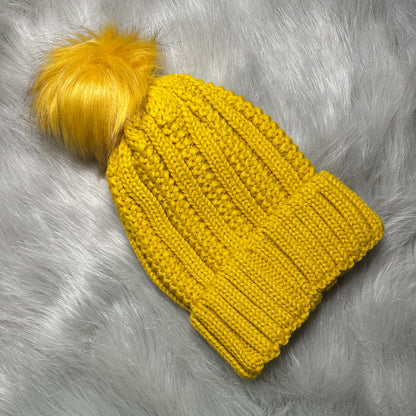 Satin Lined Knitted Bobble Hat