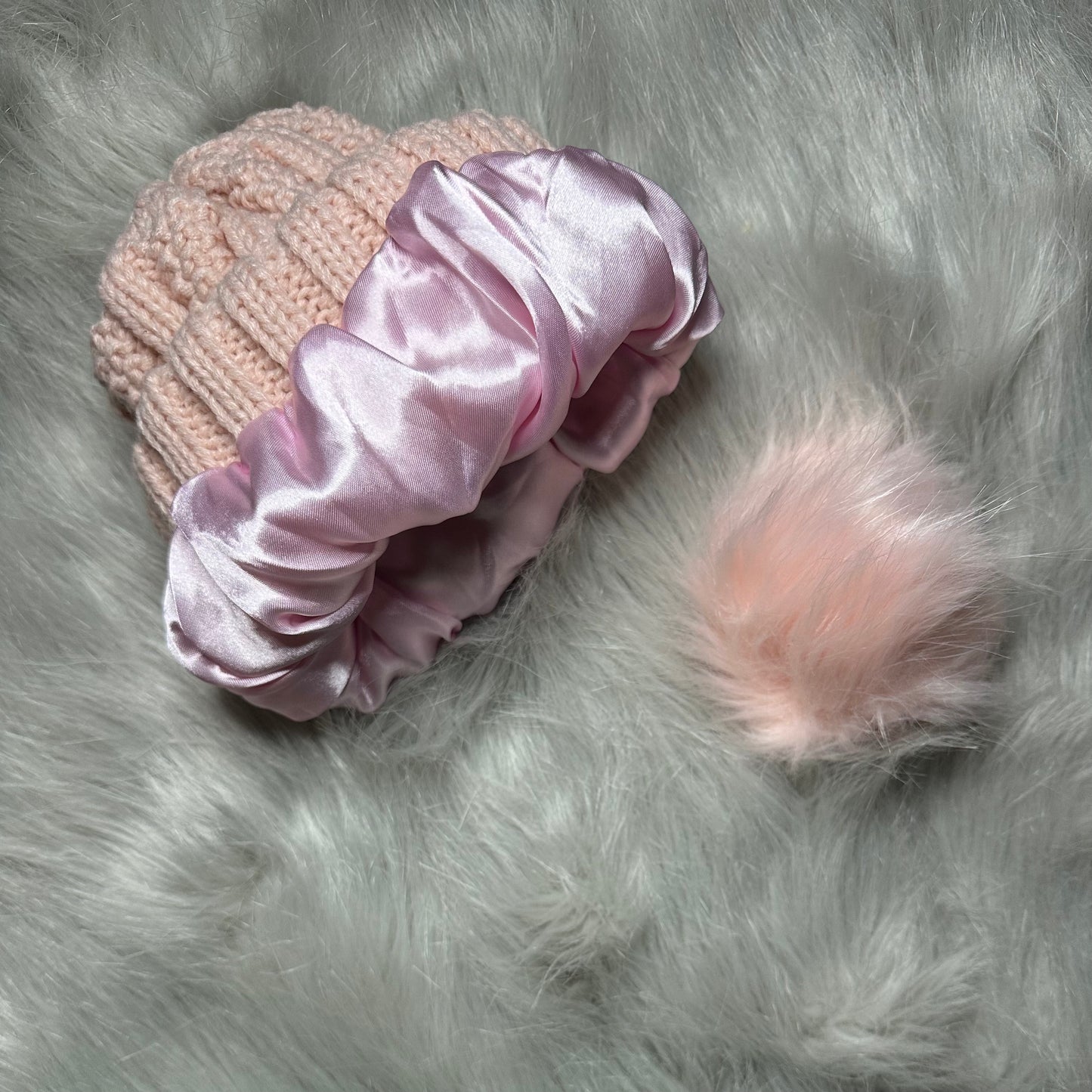 Satin Lined Knitted Bobble Hat