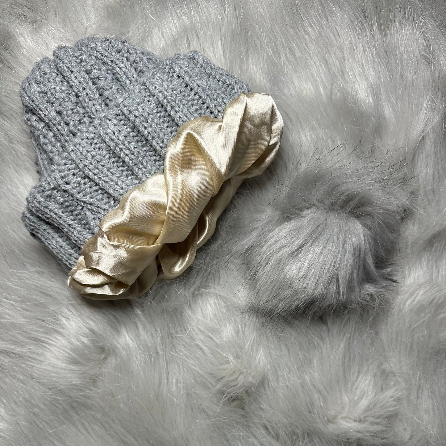 Satin Lined Knitted Bobble Hat