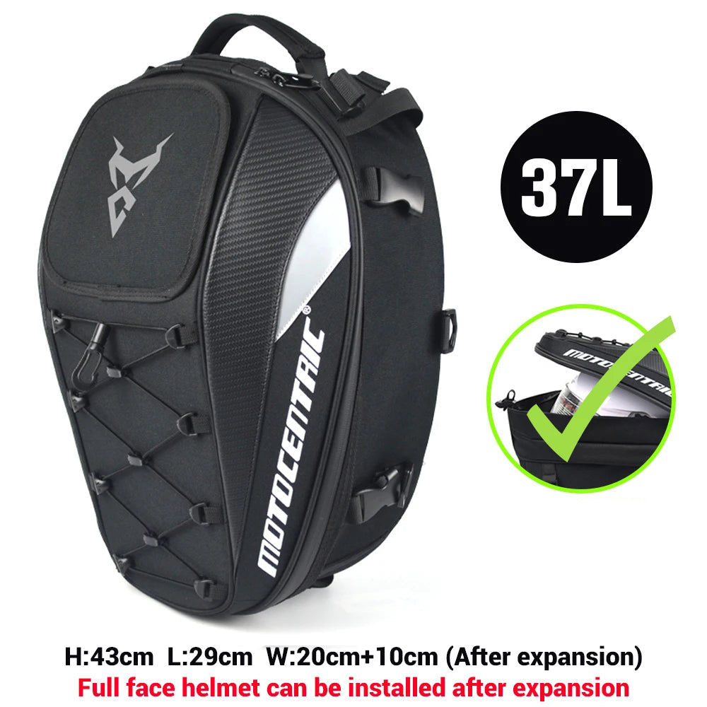 Waterproof Motorcycle Tail Bag/Backpack (Large 37L Capacity)
