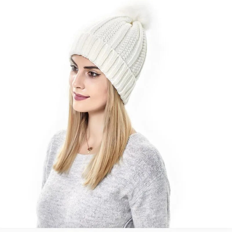Satin Lined Knitted Bobble Hat