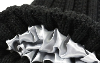 Satin Lined Knitted Bobble Hat