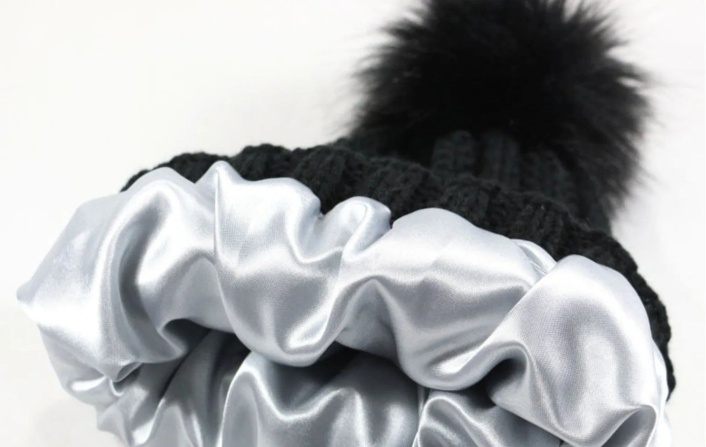 Satin Lined Knitted Bobble Hat