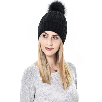 Satin Lined Knitted Bobble Hat