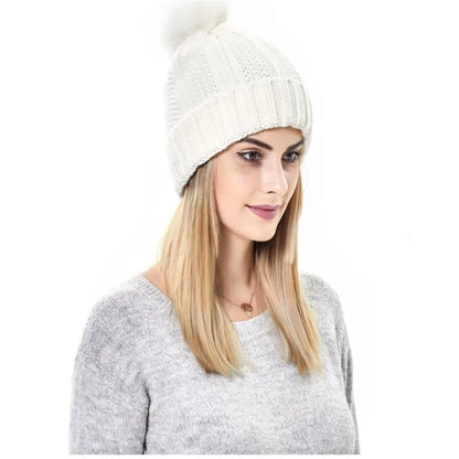 Satin Lined Knitted Bobble Hat